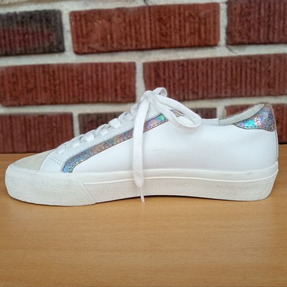 NWT Madewell Sidewalk Low-Top Suede Toe Sneakers in Irridescent Leather - Picture 5 of 15